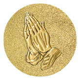 DAROUND 516 GD SH GD Gold Praying Hands Shimmer Gold Background
